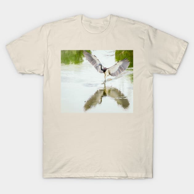 Tricolored Heron Angel Wings Photopainting T-Shirt by Debra Martz